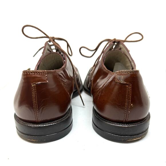 WARREN EDWARDS Men’s Brown Square Toe Lace-Up Leather Dress Shoes Oxfords - Sz 9 - Picture 4 of 7